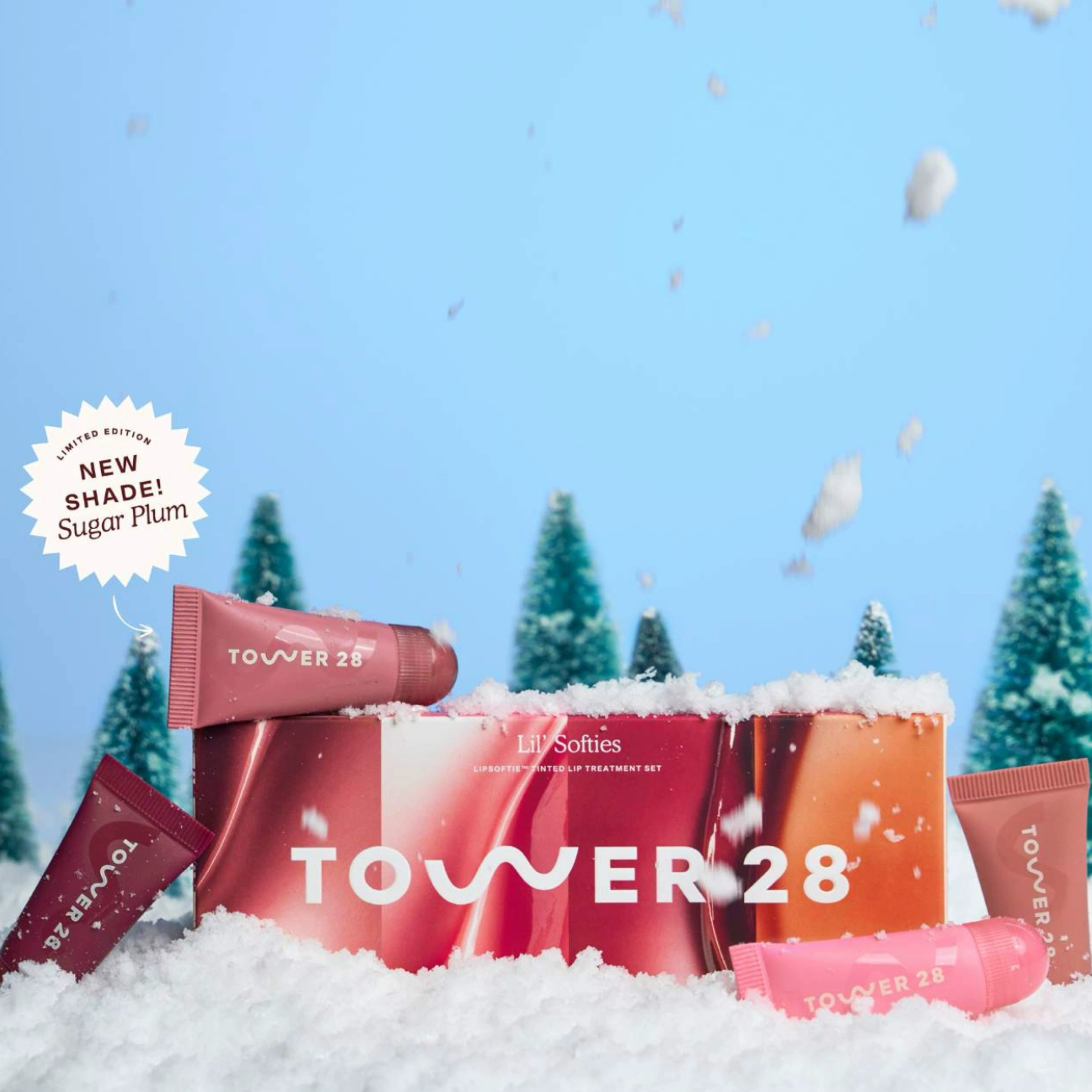 Tower 28 Beauty Mini Lil Softies Tinted Balm Sugar Plum 4*5G Deep Moisturizing Smoothing Es Daily Lip Care