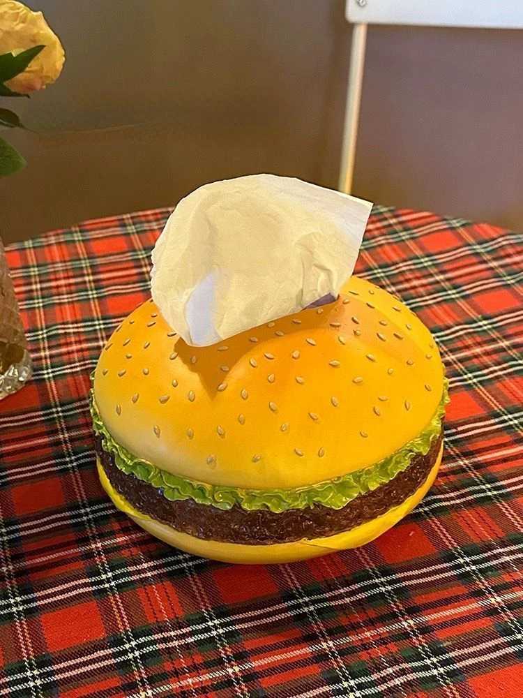 Hamburger tissue box creative retro lifestyle ro tissue box with interesting decoration snack rack Y241218