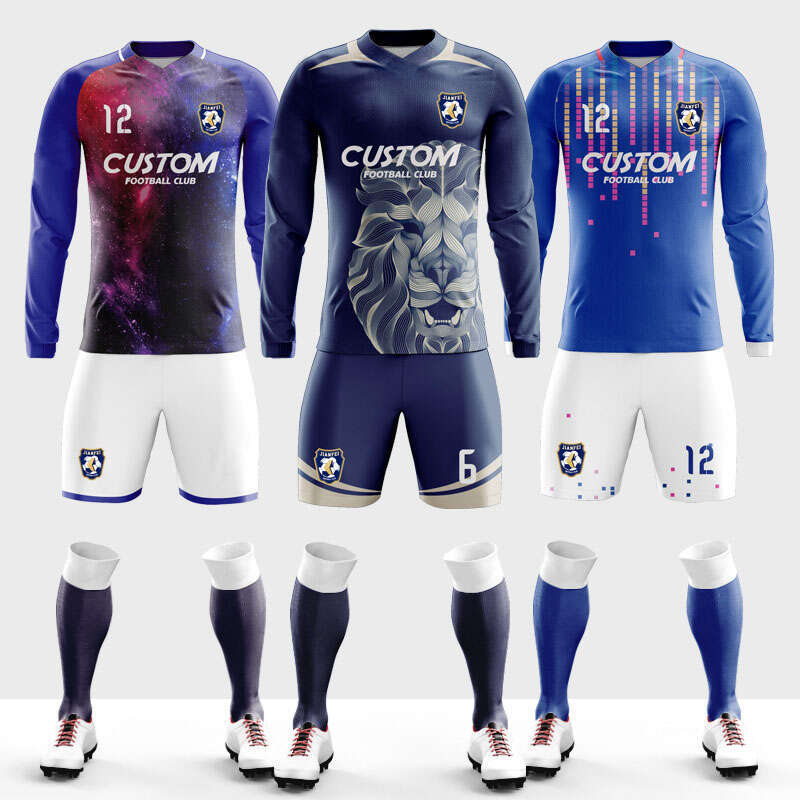 2025 Custom Design Sublimation Men Big Size Vneck Round Neck Long Sleeve Soccer Jersey Sets Culb Football Team Goalkeeper Shirts M910