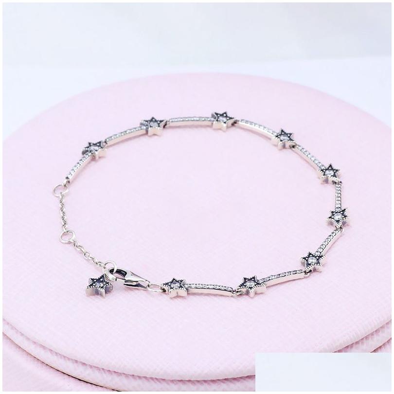 Charm Bracelets Stars Celestial Link Bracelet For Authentic Sterling Sier Hand Chain Wedding Jewelry Women Girlfriend Gift Designer W O