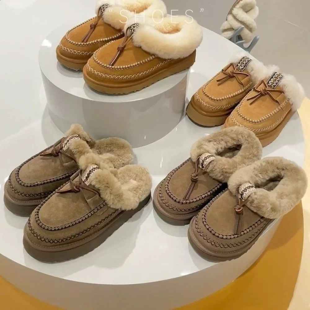 Winter 2025 Womens Snow Boots Soft and Comfortable Plush Insulated Cotton Boots Northeast Large Cotton Shoes 241213