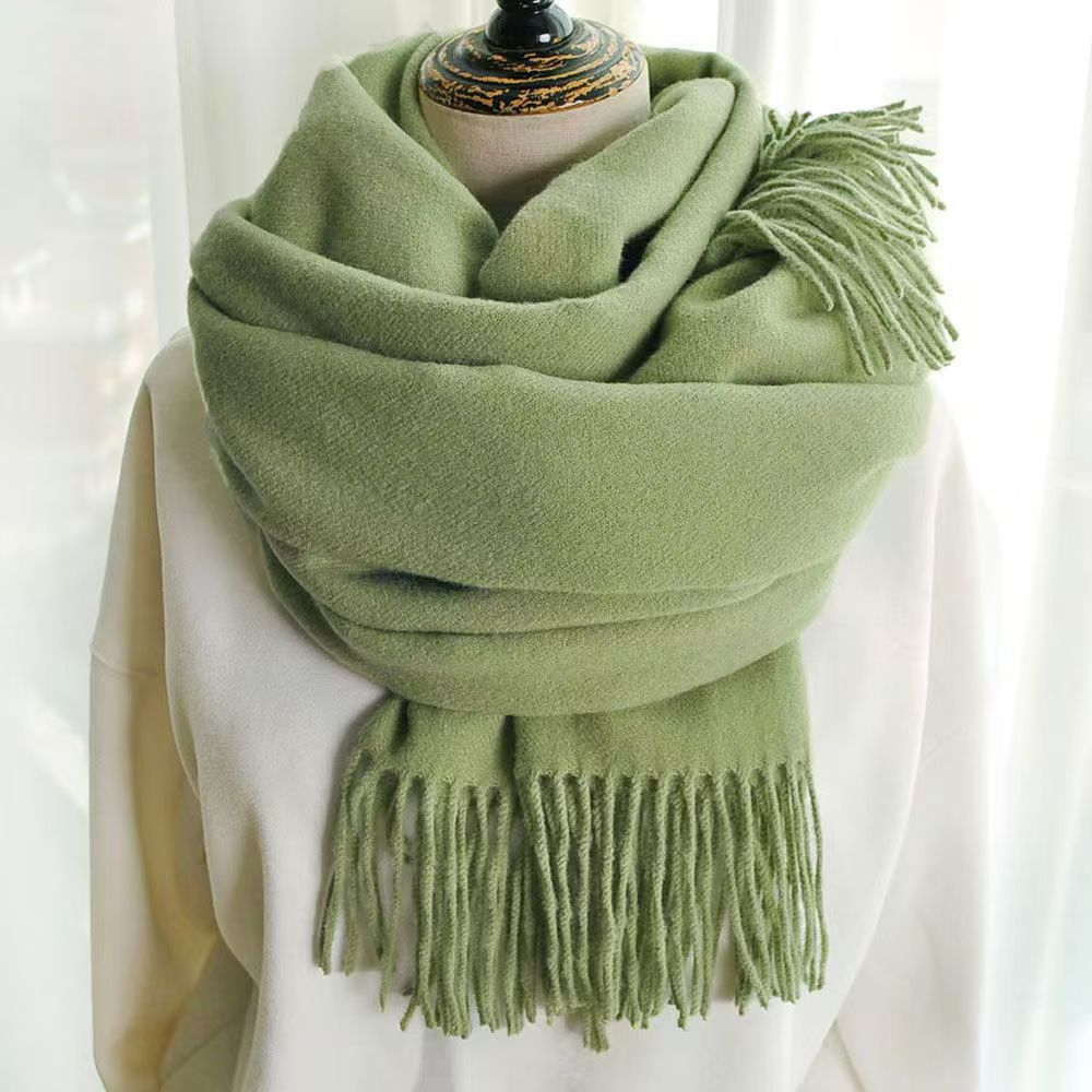 T012 solid color cashmere scarf female winter thick warm Korean version cold autumn and winter student all-match thick long scarf