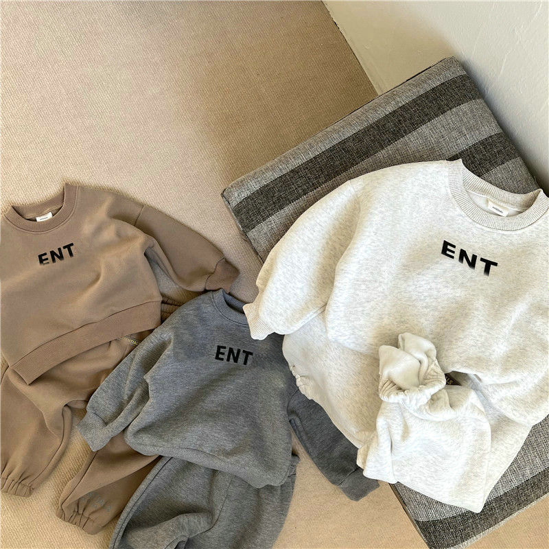 2026 New New Toddler Boys Clothing Set boys Winter Kids Baby Girl Clothes Sets Fleece Warm Tracksuit Children Crewneck Solid Sportsuit Outfits Jh896 D