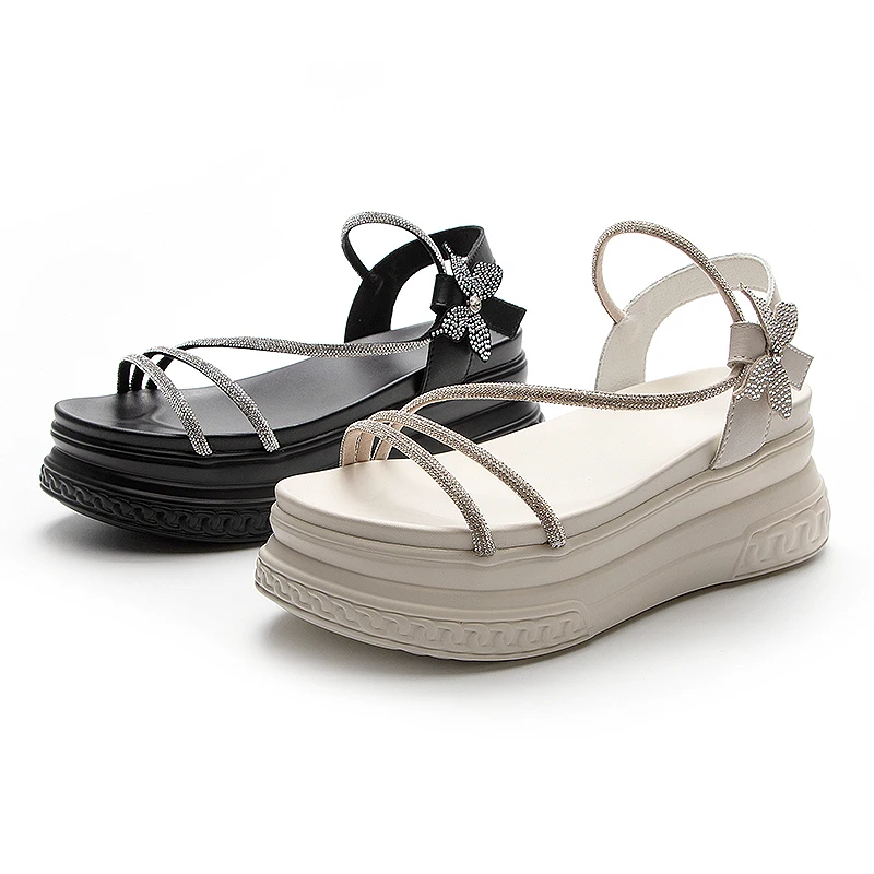 AIYUQI Sandals Women Summer Girl Sandals Outside Platform Heel Height Fashion Rhinestone Korean Women's Sandal