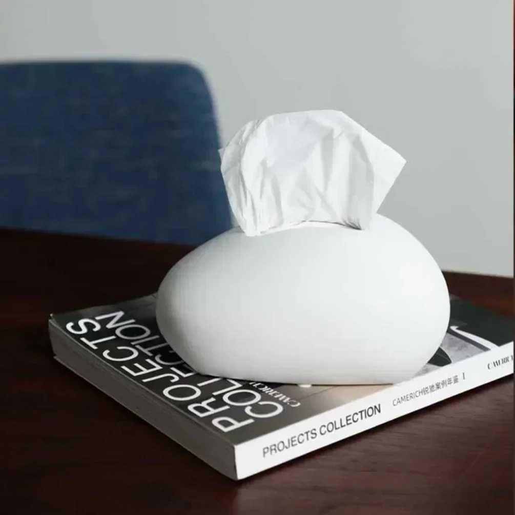 Nordic tissue box black ceramic paper storage box bedding and lifestyle decoration napkin holder minimalist style Korean Y241218