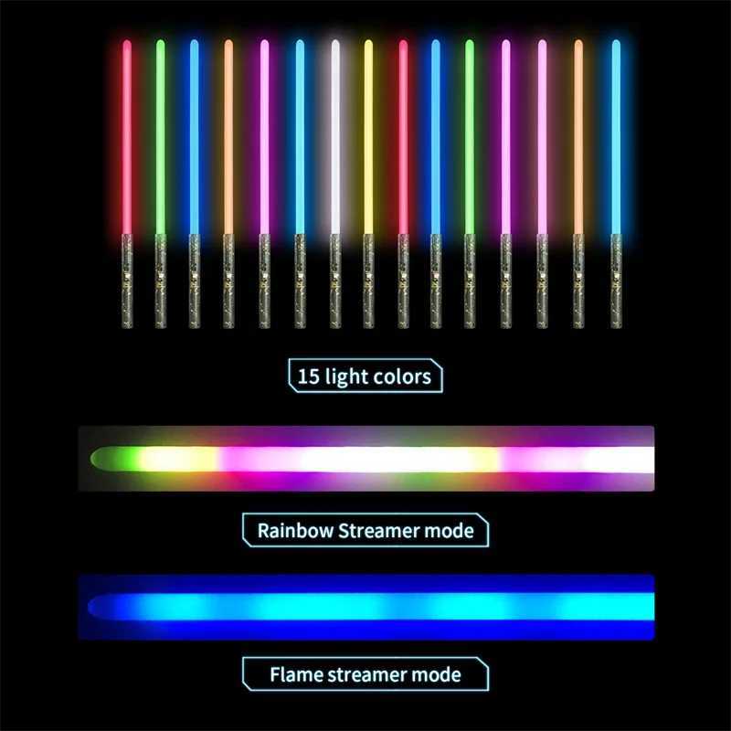 REikirc 2 in 1 Lightsaber 15 Colors 17 Pixel Light Effects Light Saber Metal Laser Sword Rechargeable Toys Party Luminous Swords W241218