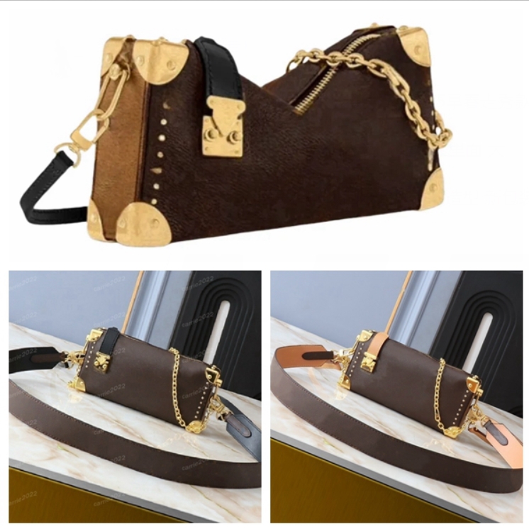 Ladies Genuine leather Casual Designer Luxury Slim Trunk Bag Shoulder Bag Chain Bag Totes Handbag Top Handbag Bag Crossbody Top Quality 13147 Pouch Purse 2 colors