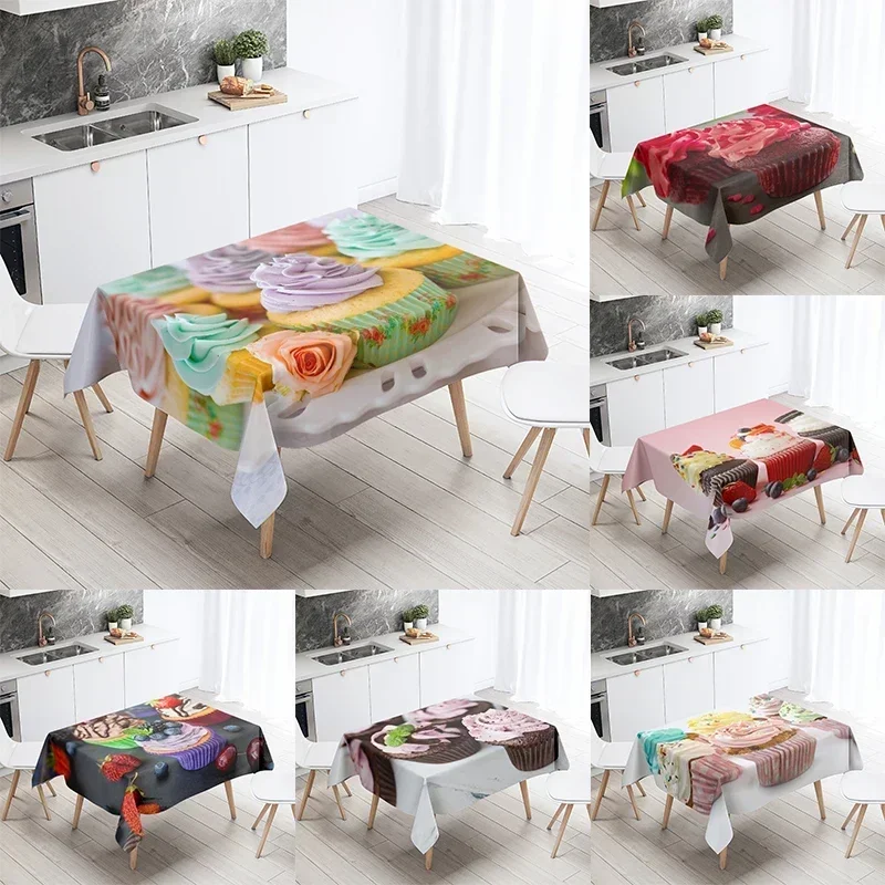 Cupcake Gourmet Tablecloth Waterproof Rectangle Wedding Party Decor Restaurant Table Kitchen Home GGXZ004