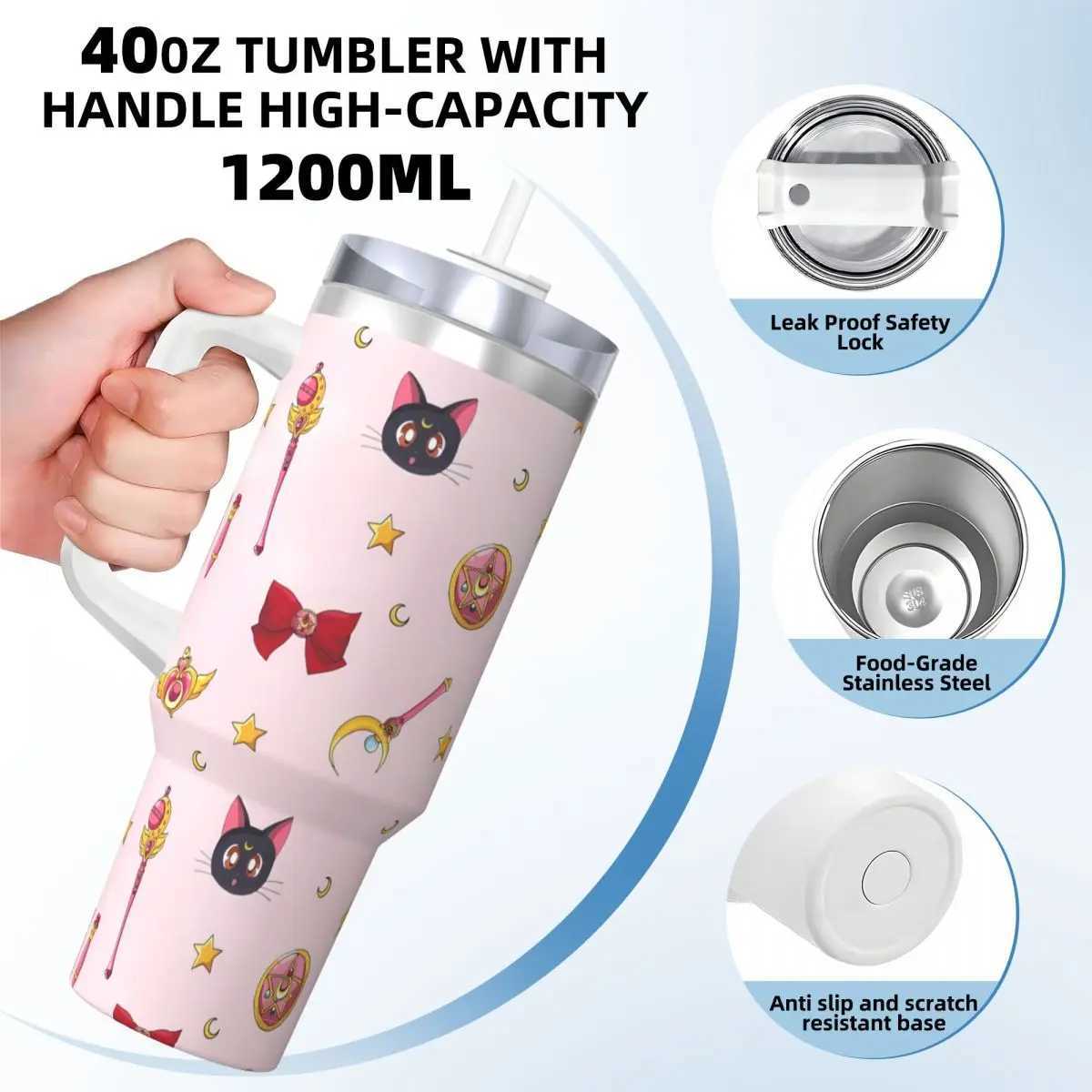 Sailor Moon cold drink water bottle keeps hot stainless steel coffee g printed driving gs cup Y241217