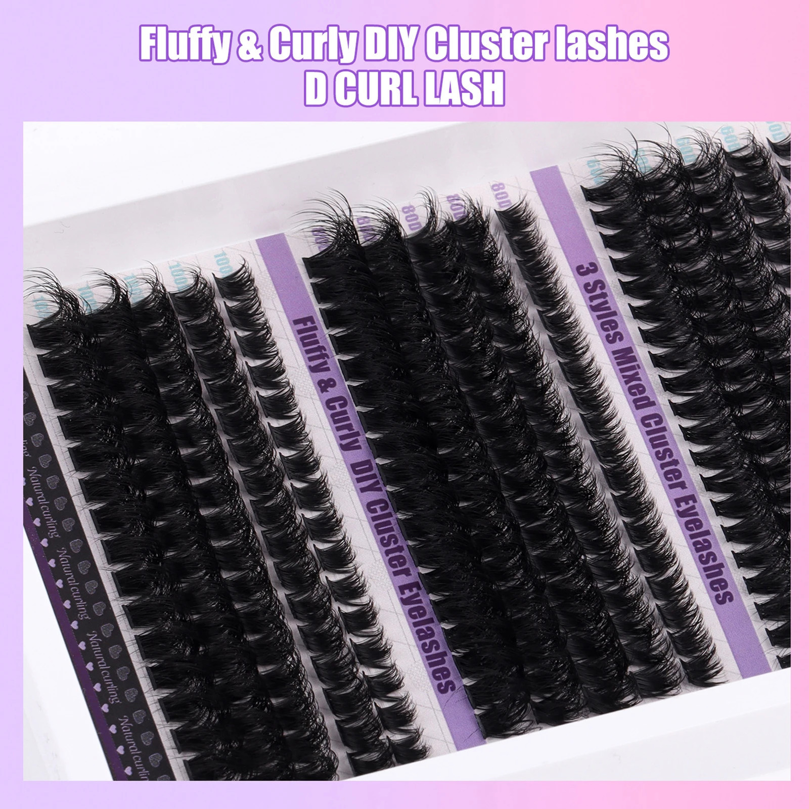60D 80D 100D DIY Lash clusters set Fluffy volume 270pcs False Eyelashes bond and seal lash Glue kit 10-18mm natural long lashes 241218