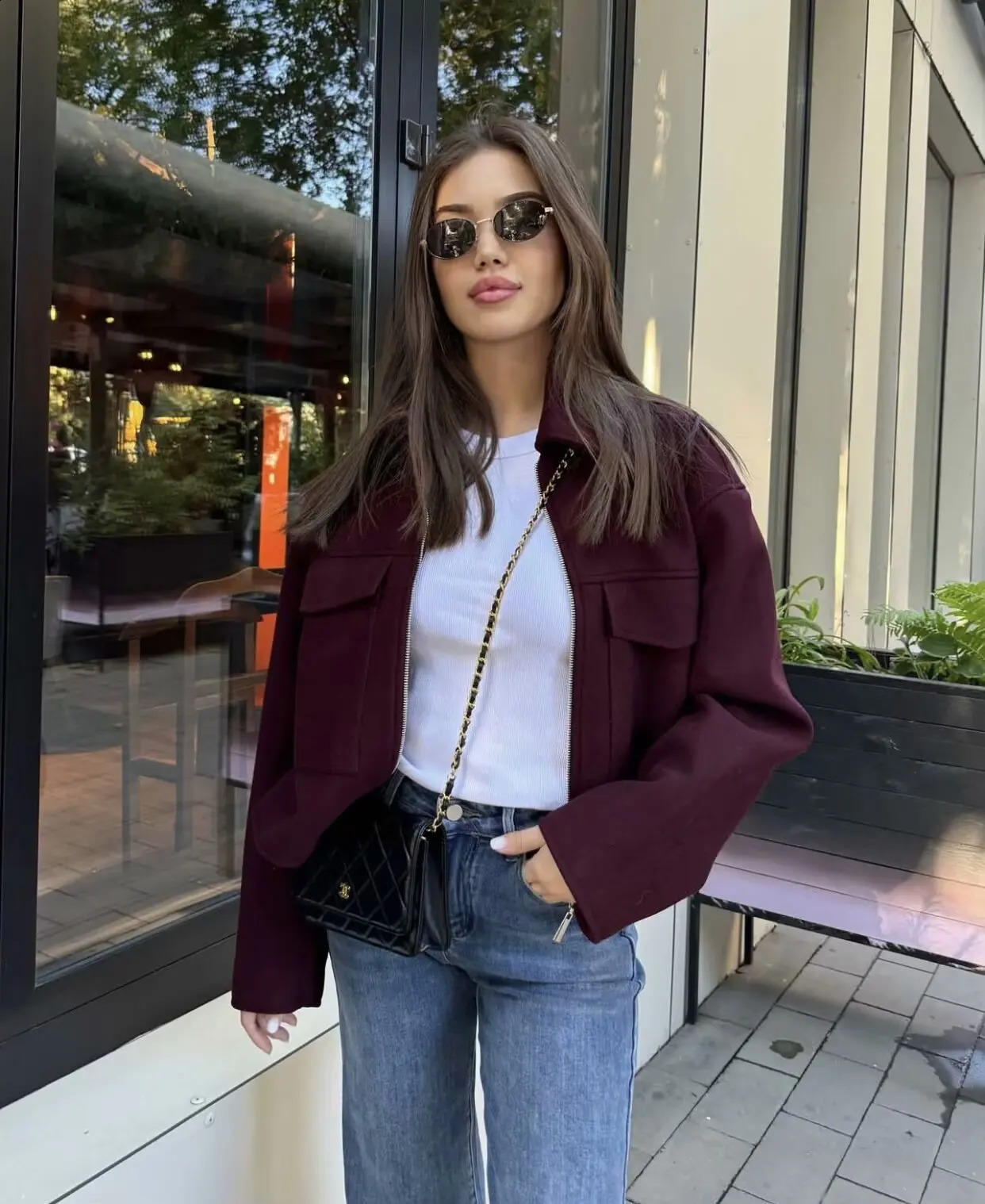 UETEEY 2024 premium outerwear womens winter Burgundy 241212Z