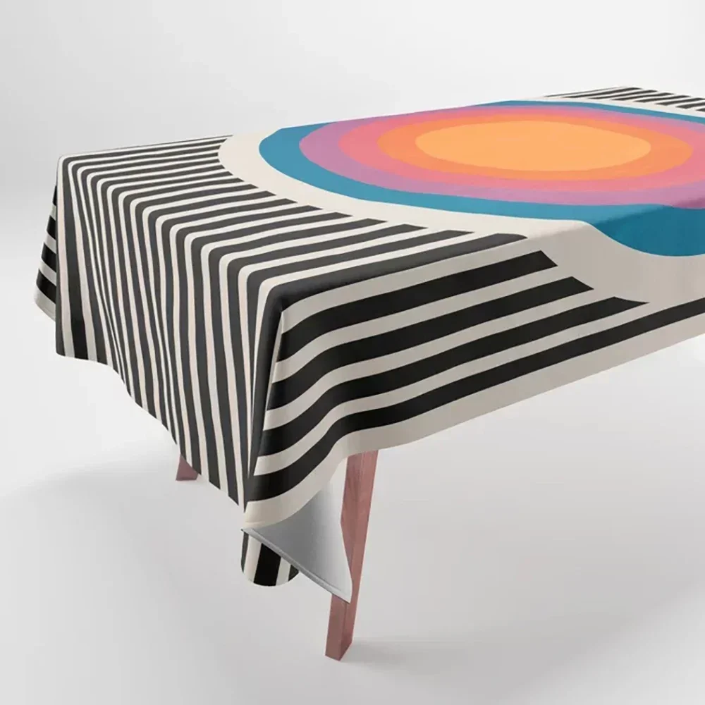 Colorful Geometric Pattern Printed Tablecloths Home Decor Rectangular Party Smudge Resistant Dust Cloth LWE2