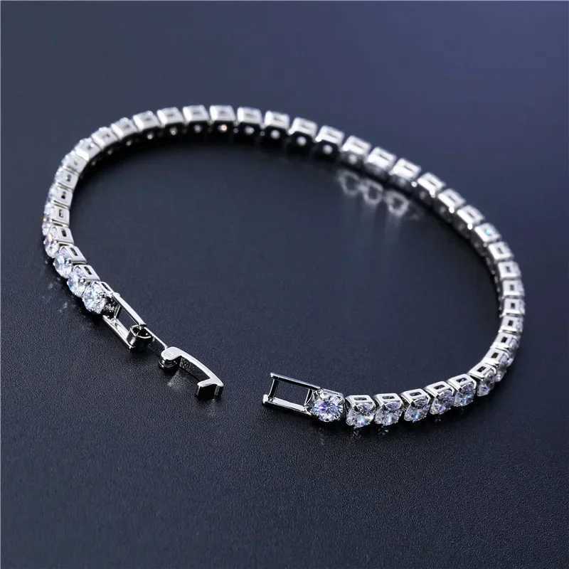 Luxury Hiphop Iced Out 4mm Cubic Zircon Crystal Tennis Bracelets for Women/Men Gold Silver Color Chain Bracelet Fashion JewelryXJ250707