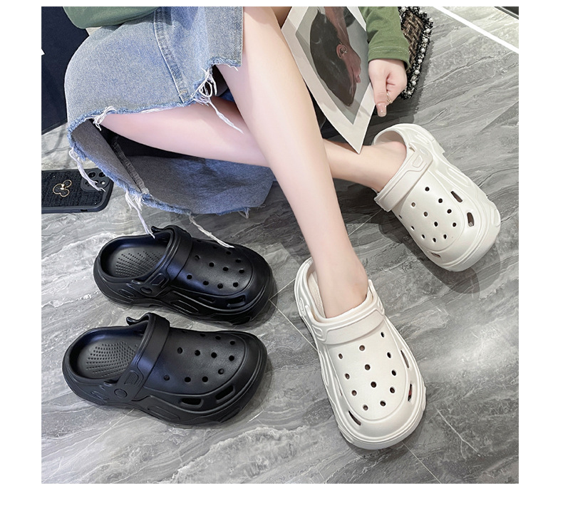 Thick-soled hole shoes winter velvet women's fashion outer wear removable cotton slippers warm and non-slip slippers 2025 Solid Warm Footwear