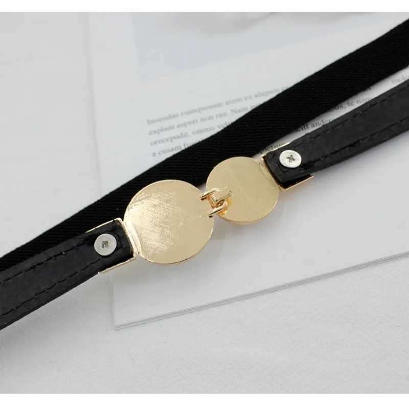 Fashion Double Pearl PU Leather Dress Tight Waist Elastic Thin Belt Womens Fashion Accessories W250326