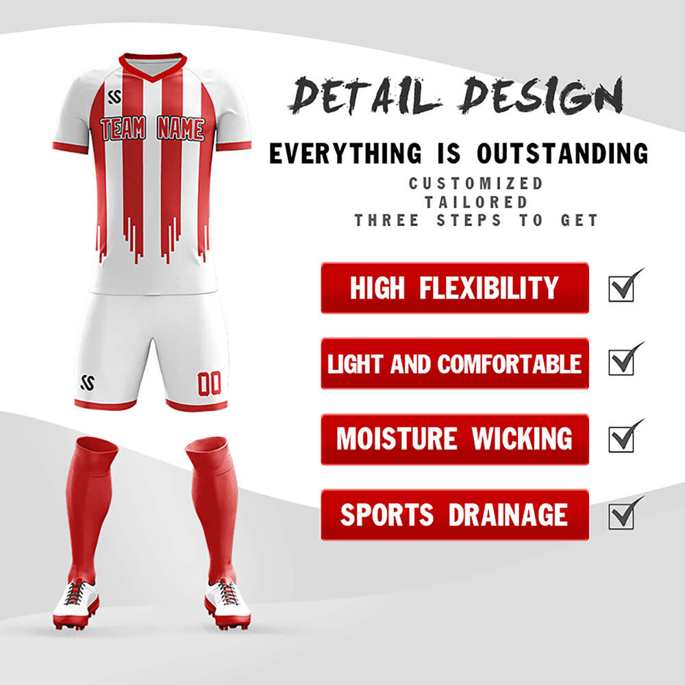 2025 Men/Kids Custom Soccer Jersey Sets Personalized Vertical Stripes Print Team Player Name Number Outdoor Game Sport Shirt