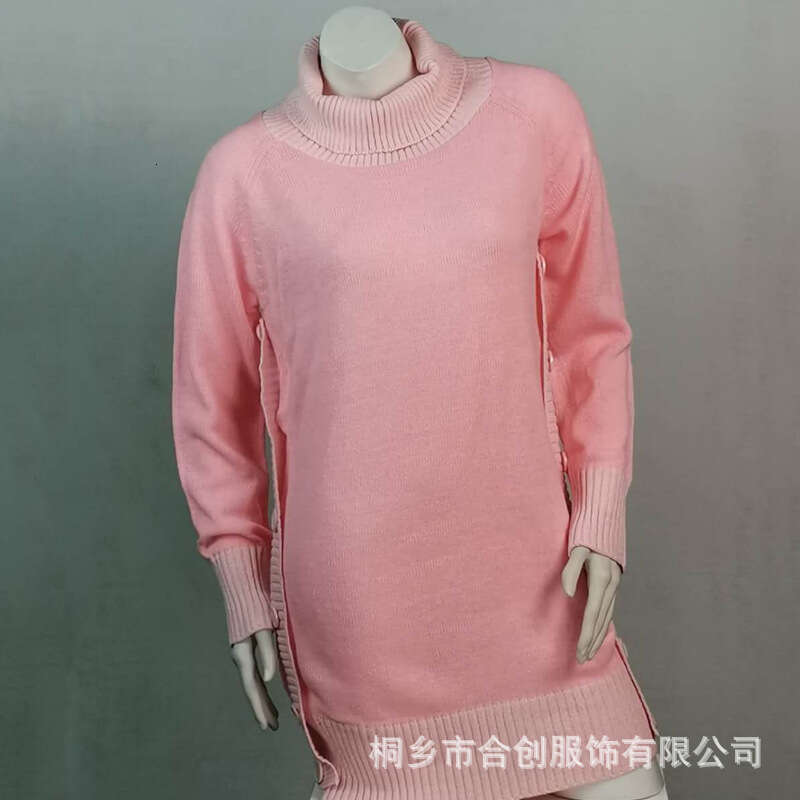 Sweater Spliced Button Knit Mid Length Top, Women's Fashion Quality Classic