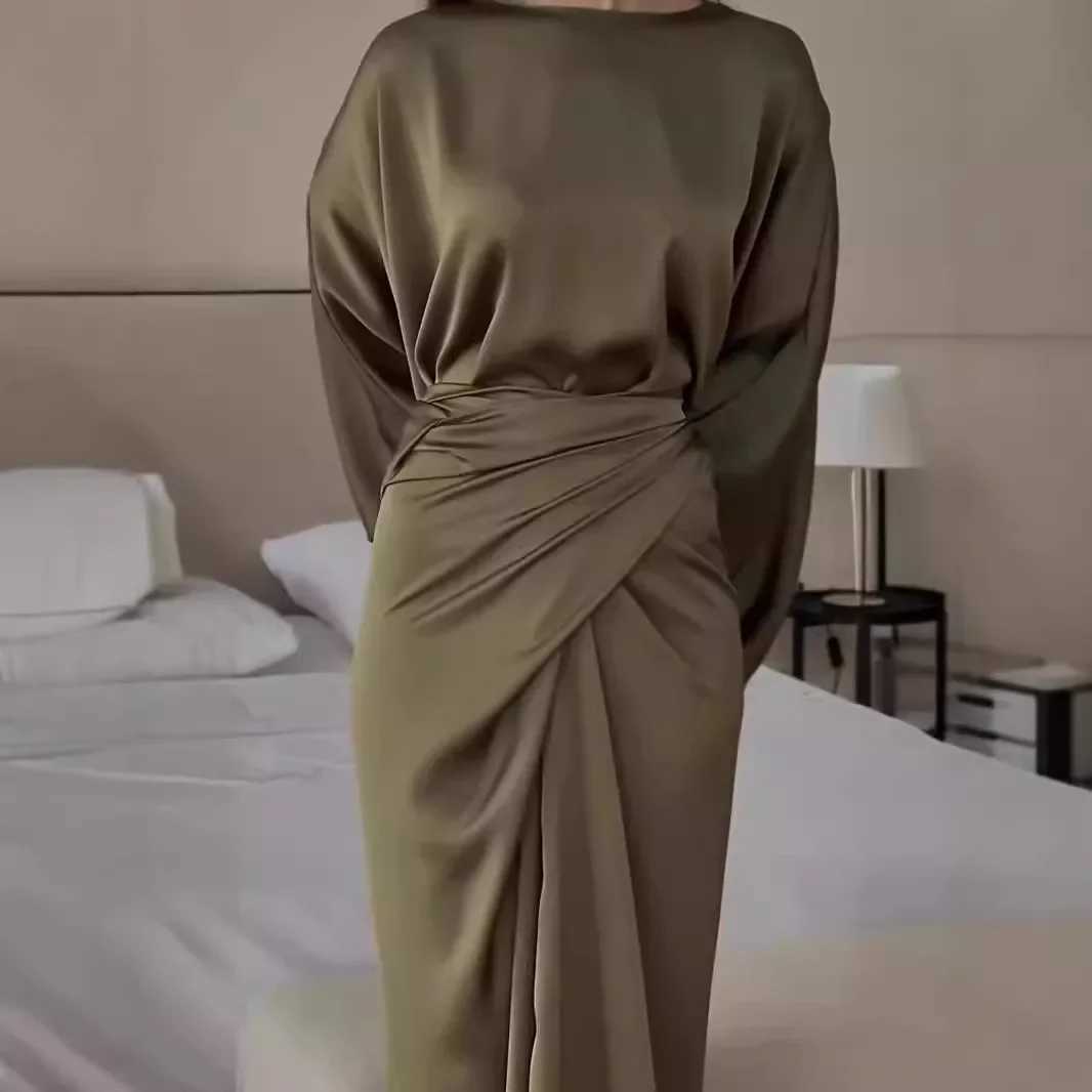 2024 Autumn New Womens Dress With Tie European And American Style Fairylike Long Dress Petite Dress Clothing For Women W241218