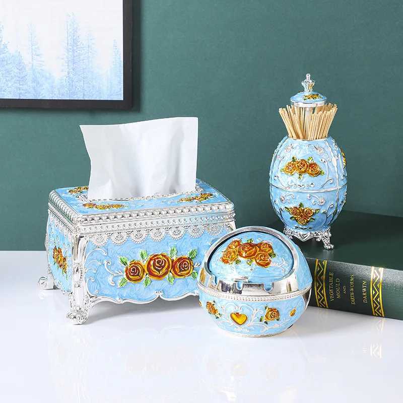 Set 3pcs tissue box cute toothpick box Ashtray Organizer box Nordic style he decor wood-functional tissue dispenser holder Y241218