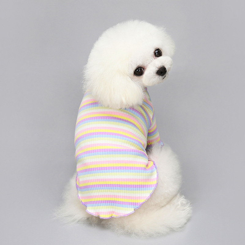 Pet Clothes Spring and Autumn Cotton Rainbow Dog Cat Small Dog Hoodie Clothes