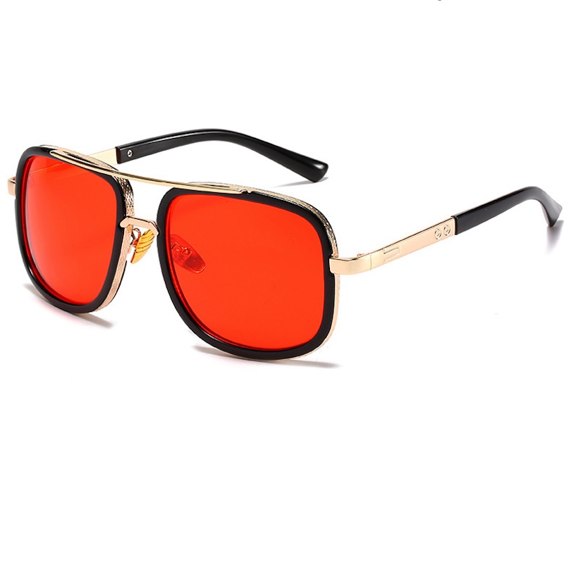 Oversized Square Sunglasses Men Mach One Luxury Brand Women Sun Glasses Male Retro Vintage Steampunk Metal Classic Flat Top Mirror Gold JH04 IVISTA