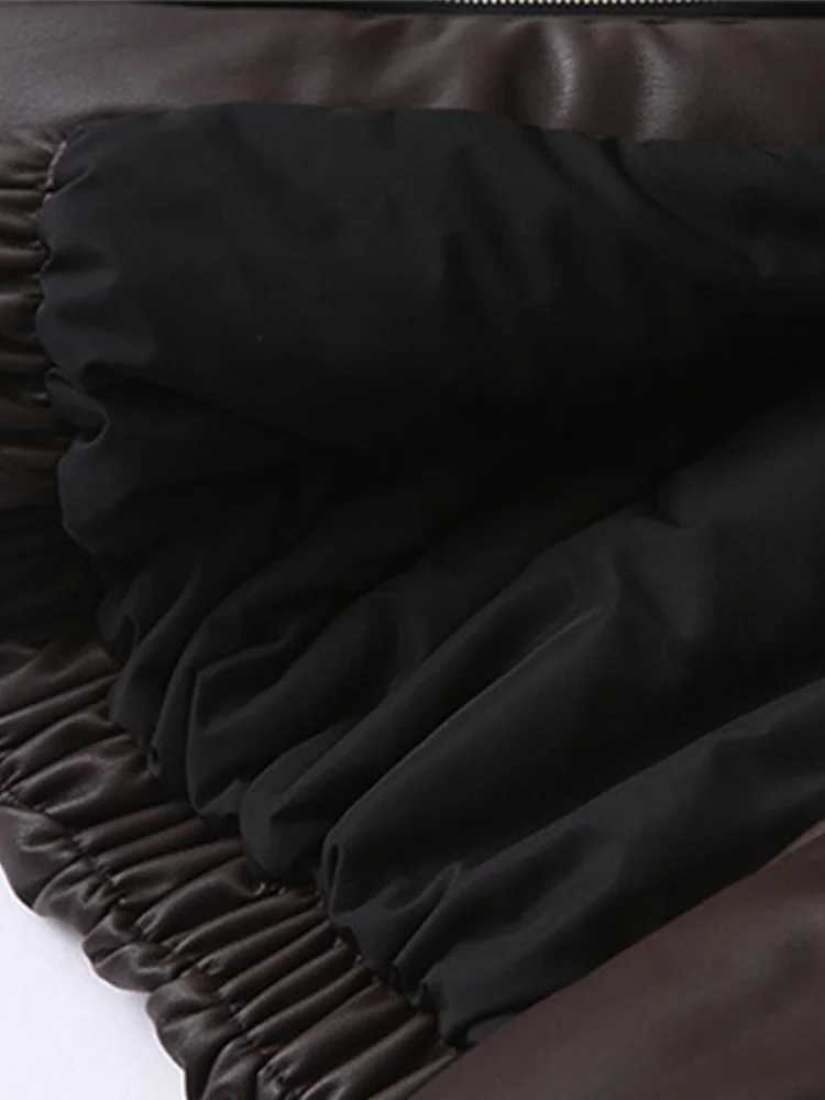 PU Leather Womens Winter Jacket Thick Warm Park Fashion Zipper Pocket Windproof Coat Cotton Pad Short Bomber Coat M241218