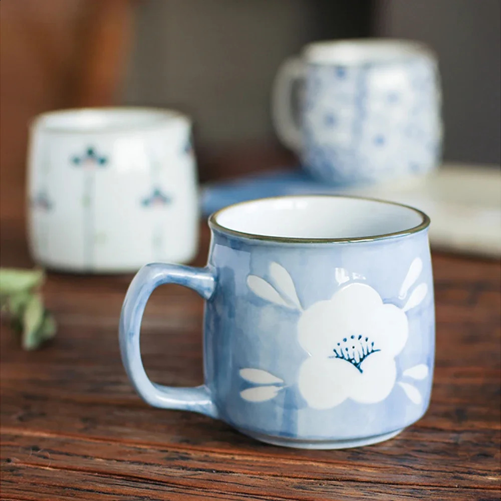 Hand-painted Ceramic Tea Mugs Unique Japanese Antiquity Style Sake Coffee Cups 8.5oz Mini Breakfast Mug Special Gift for Friend 241217