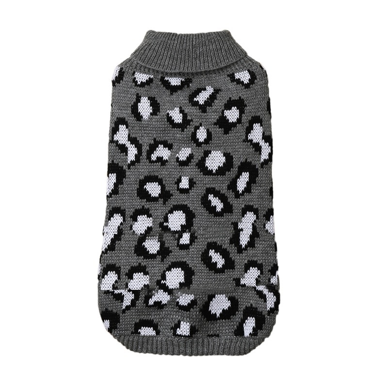 Pet sweater Gray khaki leopard dog clothes Teddy Method Fight autumn and winter warm