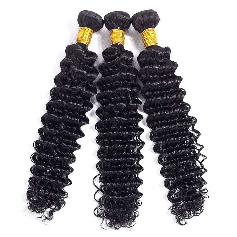 Deep wave bundle with closed wet waves and wavy wave human hair bundles with closed Remy hair braided and extended HD transparent W241221