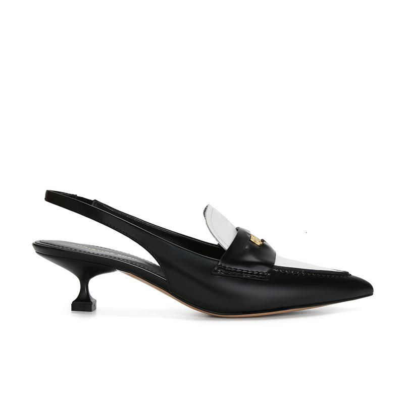 Instant Su Yinyin Same Style Shoes With Small Gold Coins, Genuine Leather Pointed Head, Thin Heels, Back Air Sandals, Female OL Commuter Shoes, Spring