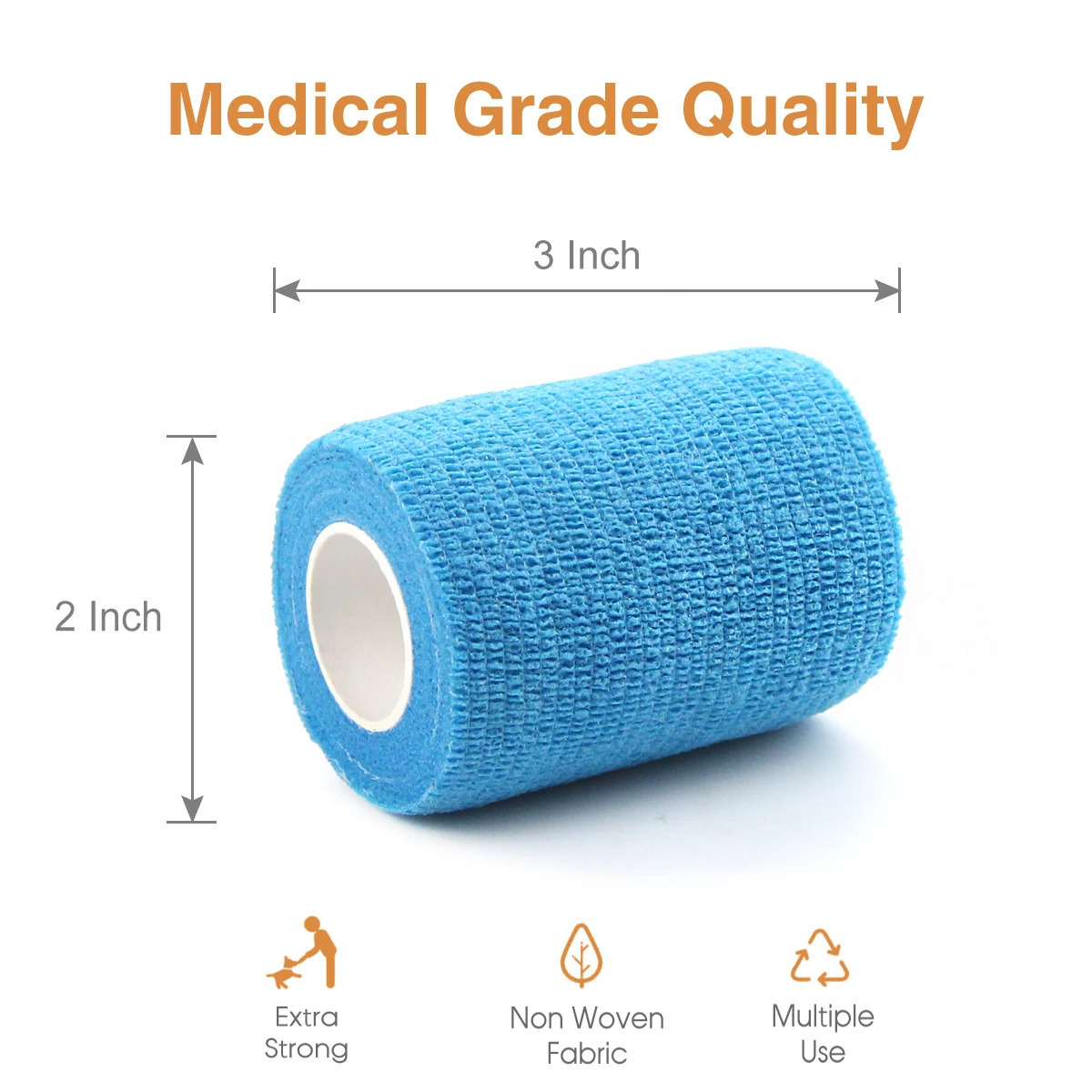 24 Pack 7.5cm Cohesive Bandage Wrap Rolls Elastic Self-Adherent Tape for Stretch Athletic Sports Wrist Ankle SprainsSwelling 241218