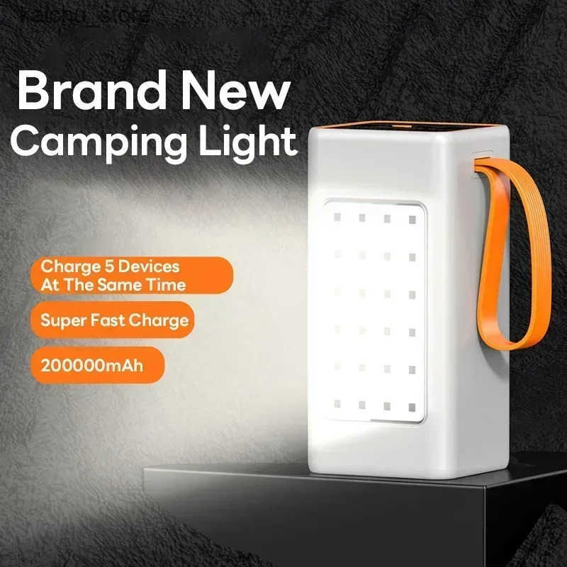 Cell Phone Banks 200000mAh Two-way 120W Portable Charger Power Bank Fast Charging External Tito C for W/LED Light J241218