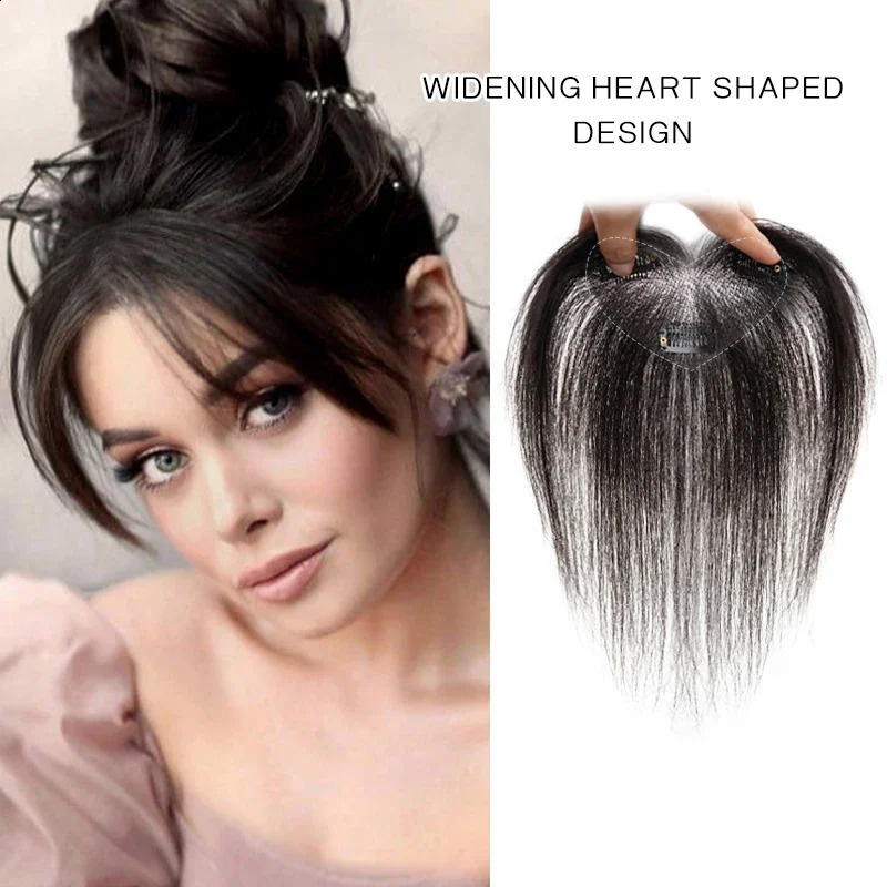 25cm 100% Human Hair Womens Natural Forehead Whitening Hair Enhancement Head Curtain 3D Bangs Increase Hair Volume 241217