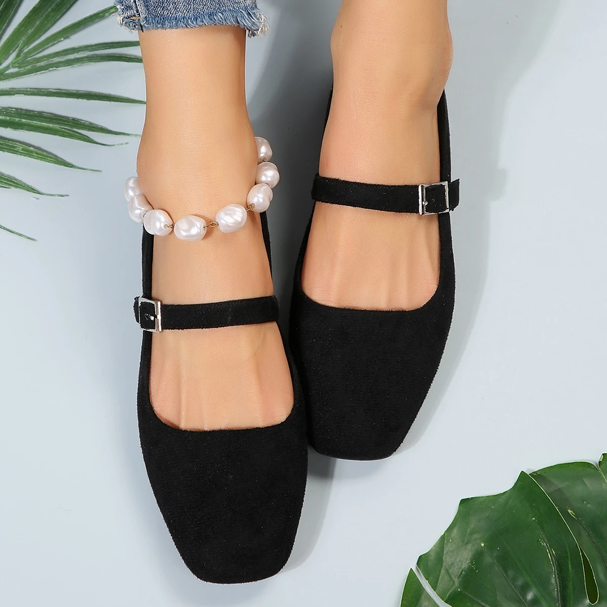 Mary Jane Ballet Flats Women Black Shoes Ladies Comfortable Soft Square Toe Flat Shoes for Women Sapatos Femininos 241218