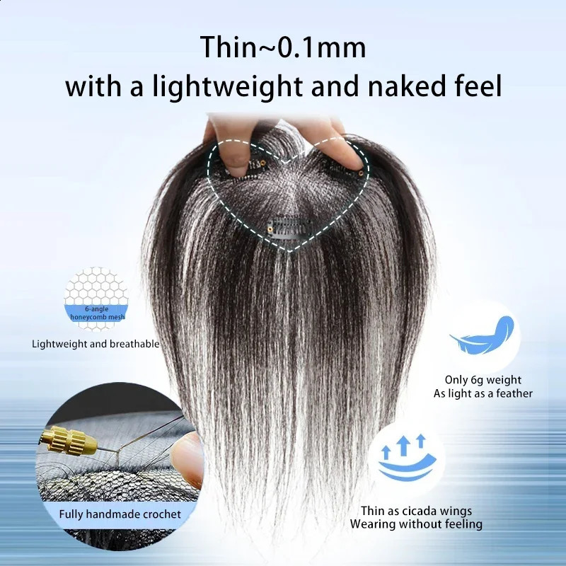 25cm 100% Human Hair Womens Natural Forehead Whitening Hair Enhancement Head Curtain 3D Bangs Increase Hair Volume 241217