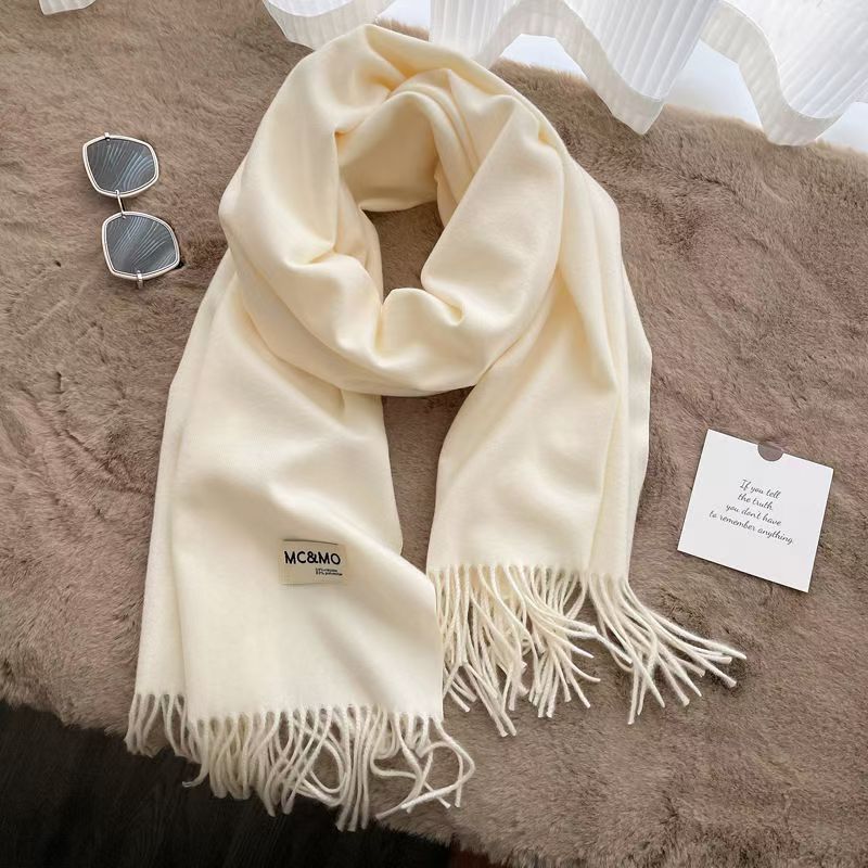 T005 Autumn and Winter Cashmere Scarf Neck Strap Solid Color Dual-purpose Long Couple Warm and Versatile