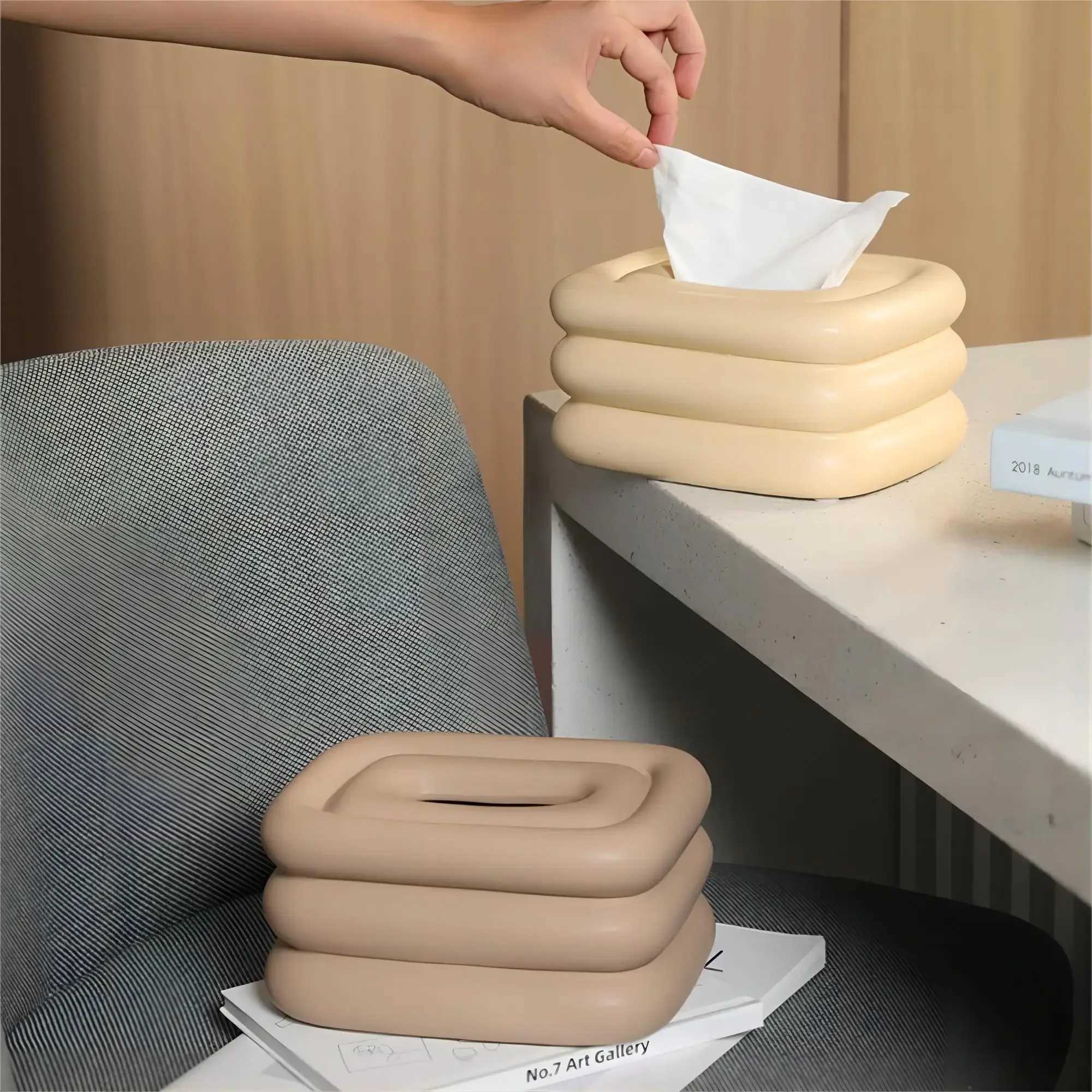 y Cute Tissue BoxCeramic Nordic Facial Napkin CaseTissue Holder Organizer for He Living Ro Dining Table Decor Gift Y241218