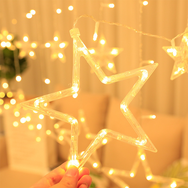 LED Star & Moon Remote Control Curtain Lights - Perfect for Outdoors, Holidays, Home Decor