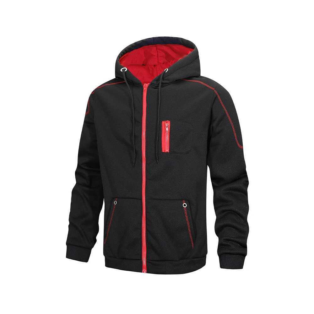 Mens hooded jacket spring and autumn outdoor sports jacket windproof zipper sports shirt high-quality casual sports jacket W250103