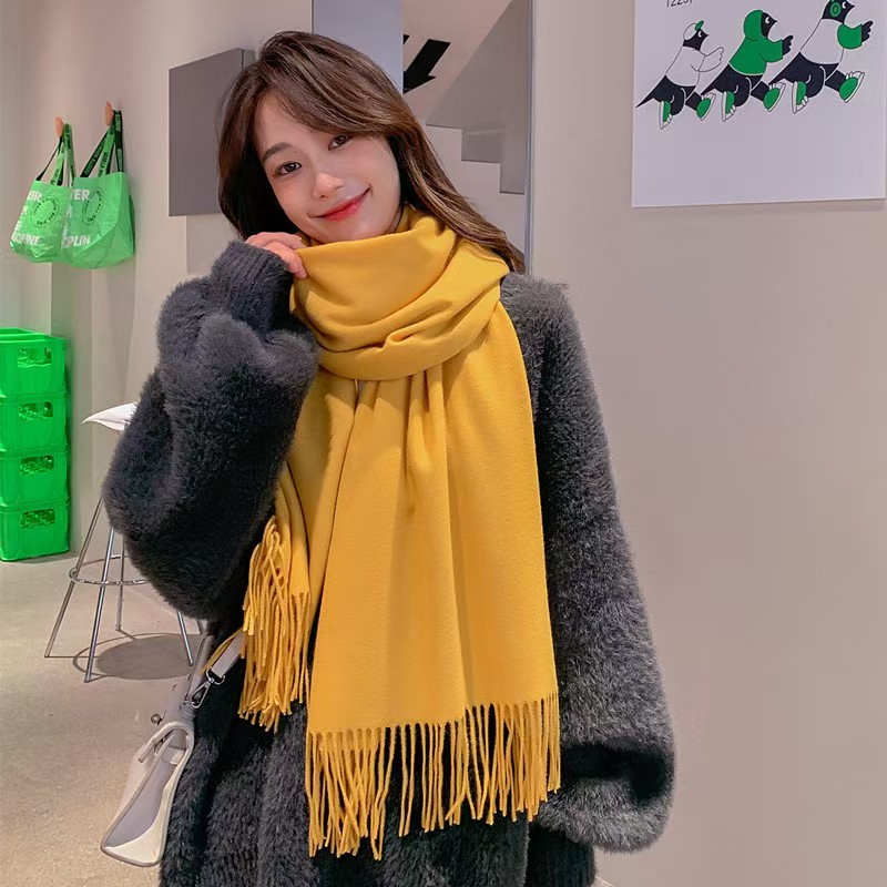 T001 wool cashmere scarf women winter solid color 2024 new shawl scarf autumn and winter sheep