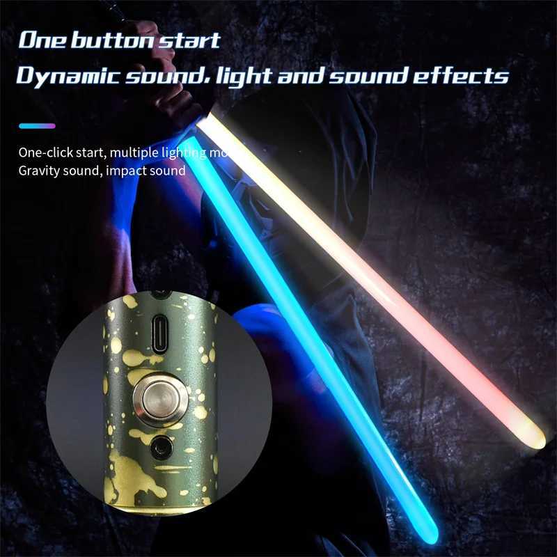 REikirc 2 in 1 Lightsaber 15 Colors 17 Pixel Light Effects Light Saber Metal Laser Sword Rechargeable Toys Party Luminous Swords W241218