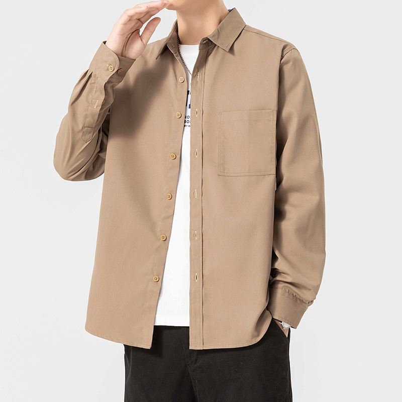 M63144 Spring and autumn men's shirt men's non-iron black jacket thin style high-end drape business long sleeve trendy casual