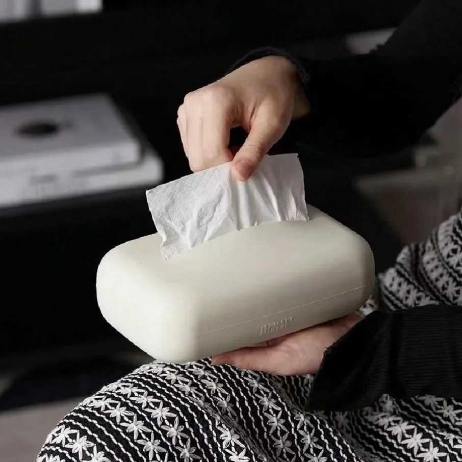 Nordic tissue box cover soft silicone reusable wet tissue box beige tissue box holder bathroom Livingro kitchen decoration Y241218