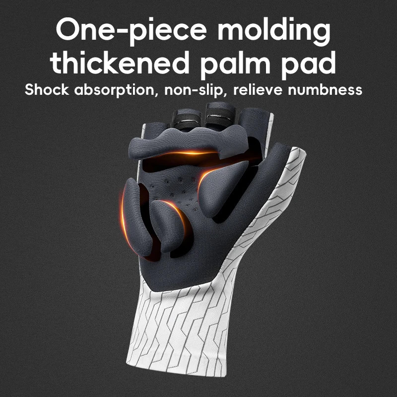 ROCKBROS Cycling Gloves Sunscreen Breathable MTB Road Bike Gloves Shock Absorption Non-slip Gloves Outdoor Thickened Palm Pad 241218