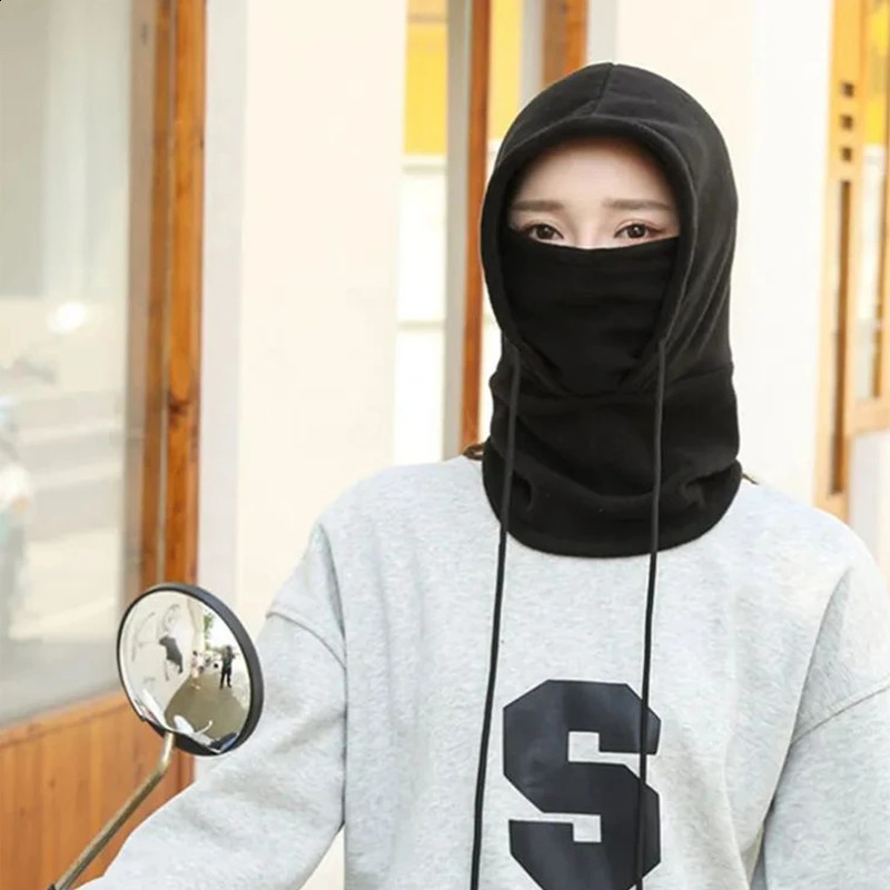Winter Thermal Neck Warmer Outdoor Fleece Balaclava Scarf Skiing Face Mask Snood Hood Hat Windproof Keep Warm Cycling Cap 241217