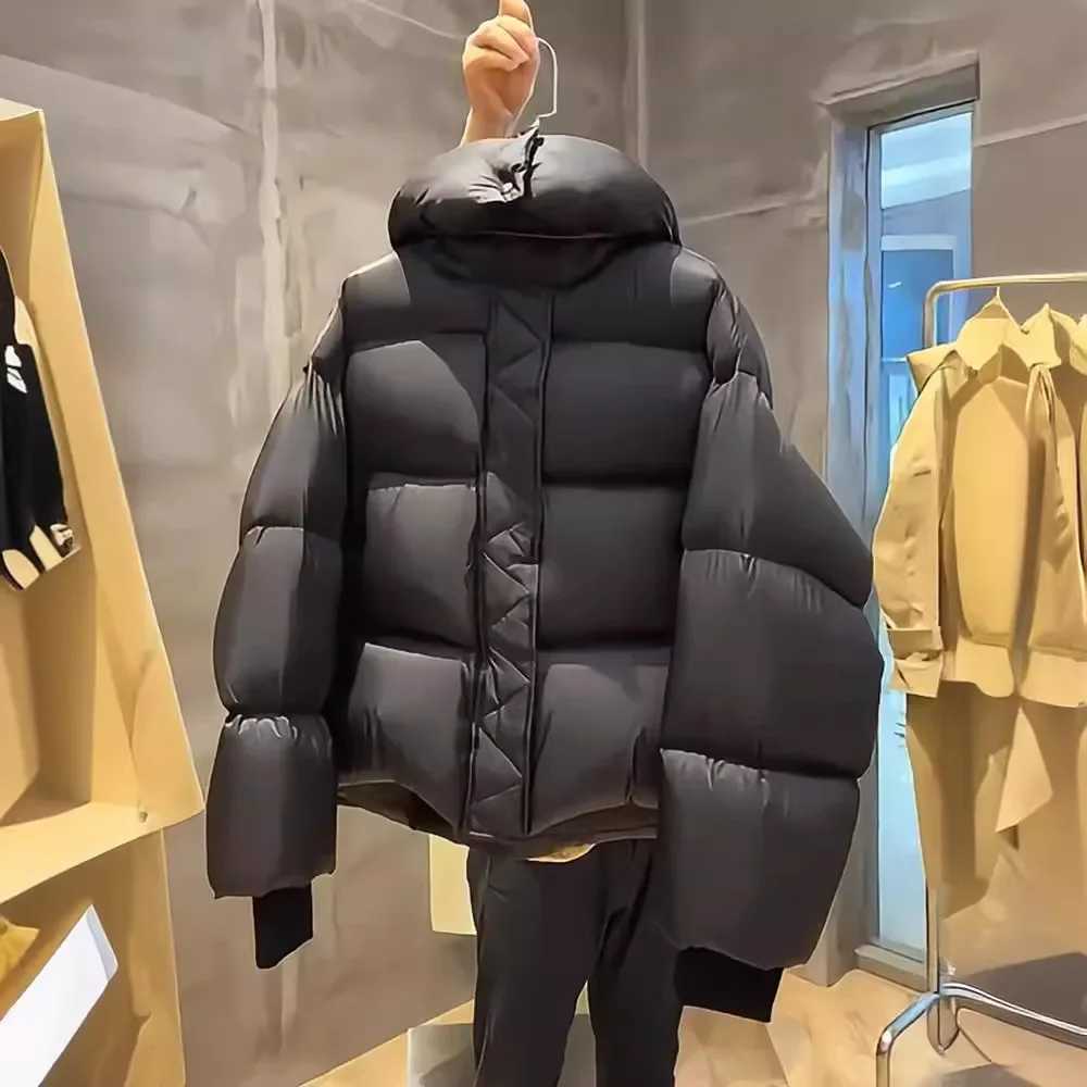 AAA Winter Korean Single Breasted Parkas Chic Jacket For Women Black Outerwear Fashion Warm Casual Basics Thick Solid Coat M241218