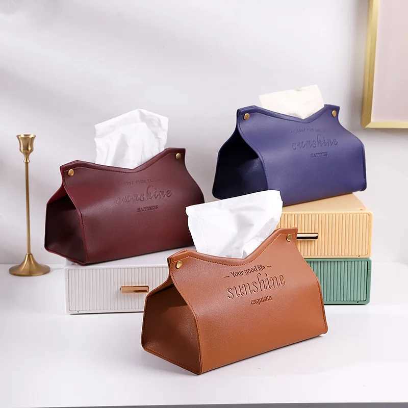 Living Ro Dining Ro Tissue Box Environmentally Friendly Leather Tree-pose Solid Color Creative Napkin Storage Box Y241218