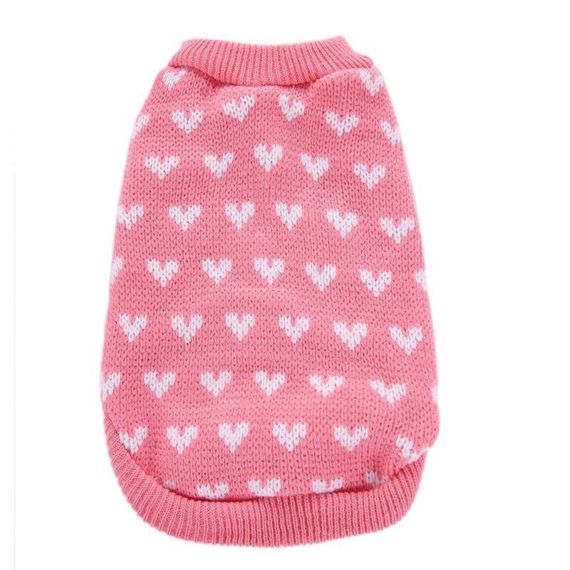 Autumn and winter warm red pink love dog clothing sweater skirt Holiday Christmas New Year pet clothing wholesale