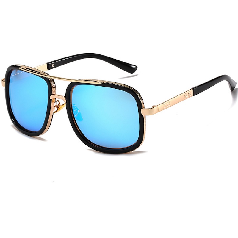 Oversized Square Sunglasses Men Mach One Luxury Brand Women Sun Glasses Male Retro Vintage Steampunk Metal Classic Flat Top Mirror Gold JH04 IVISTA