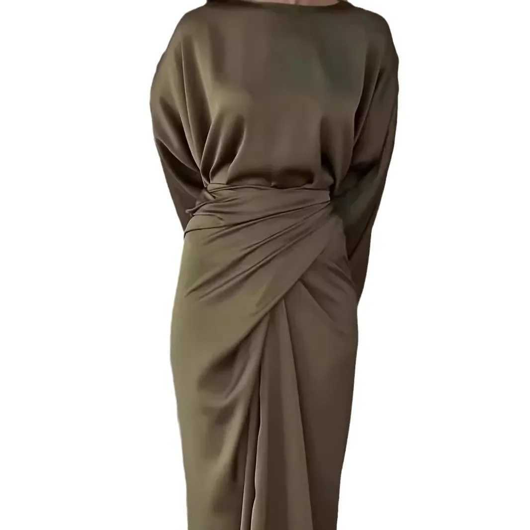 2024 Autumn New Womens Dress With Tie European And American Style Fairylike Long Dress Petite Dress Clothing For Women W241218